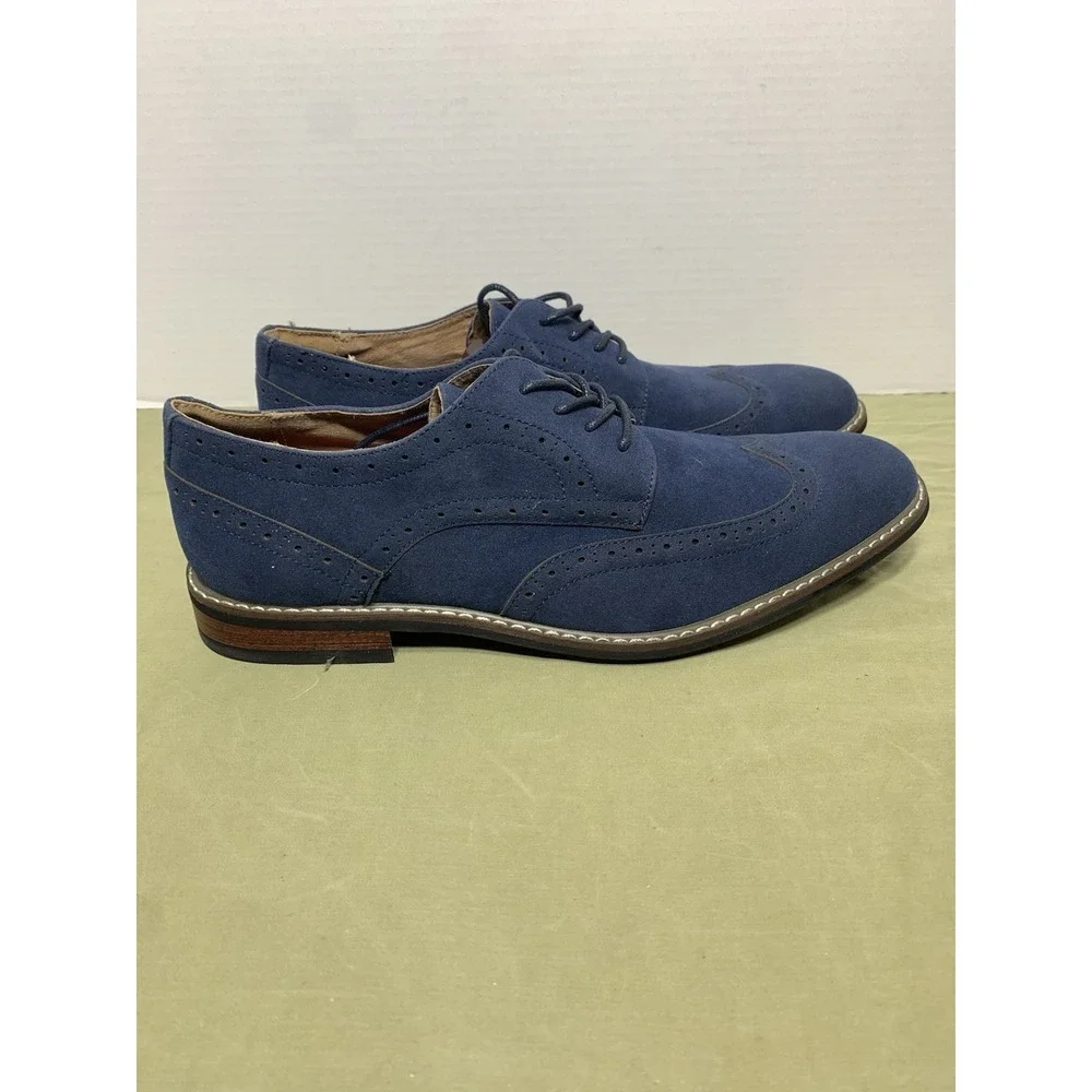 Mofri Men's Dress Shoes Blue Suede Wingtip‎ Oxford Sz 9